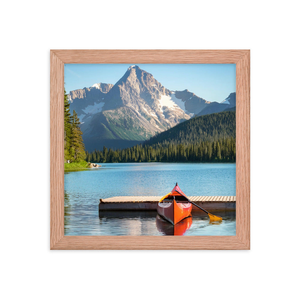 Mountain Lake Canoe - Framed poster