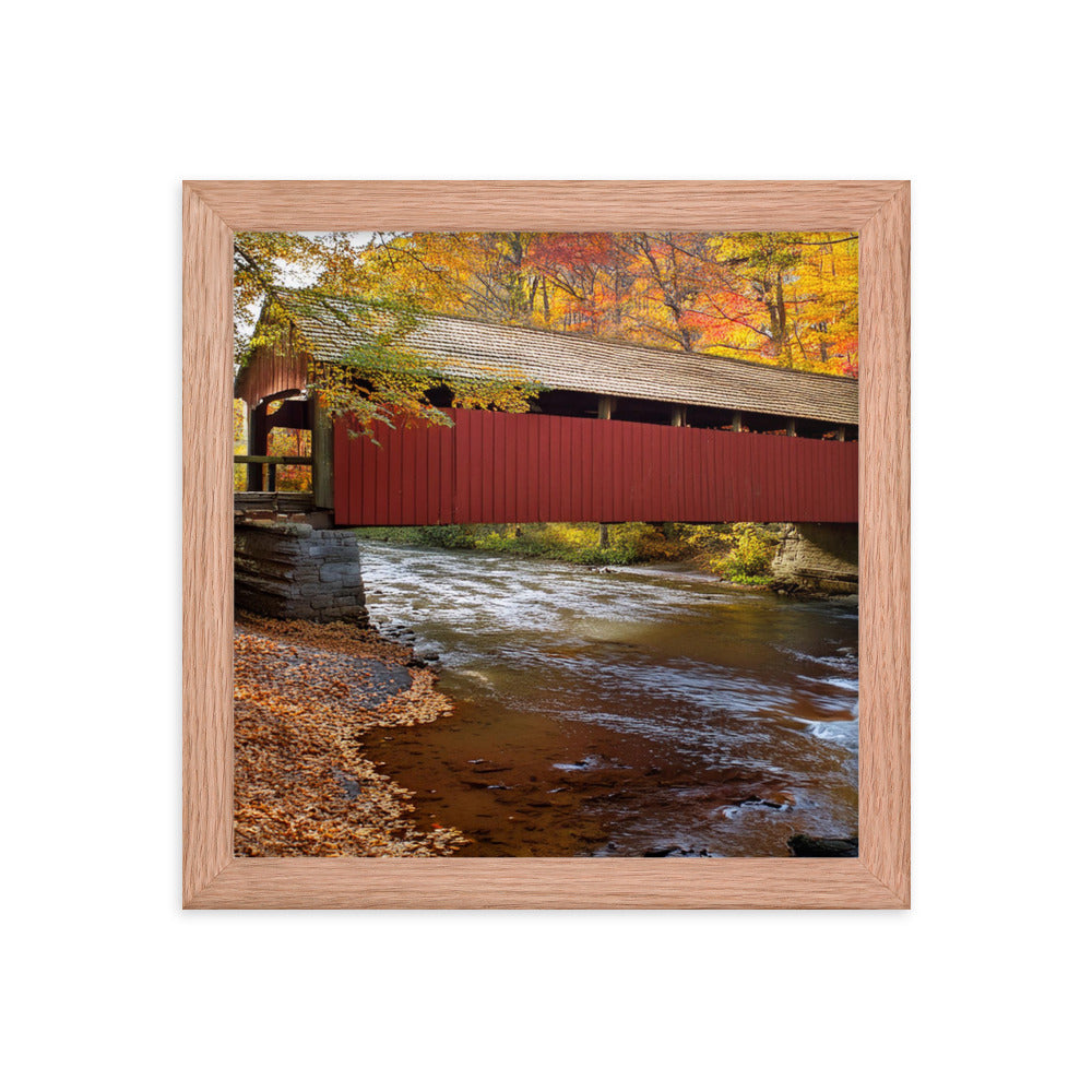 Autumn Covered Bridge - Framed poster