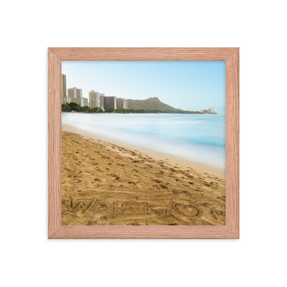 Waikiki Written In the Sand - Framed poster