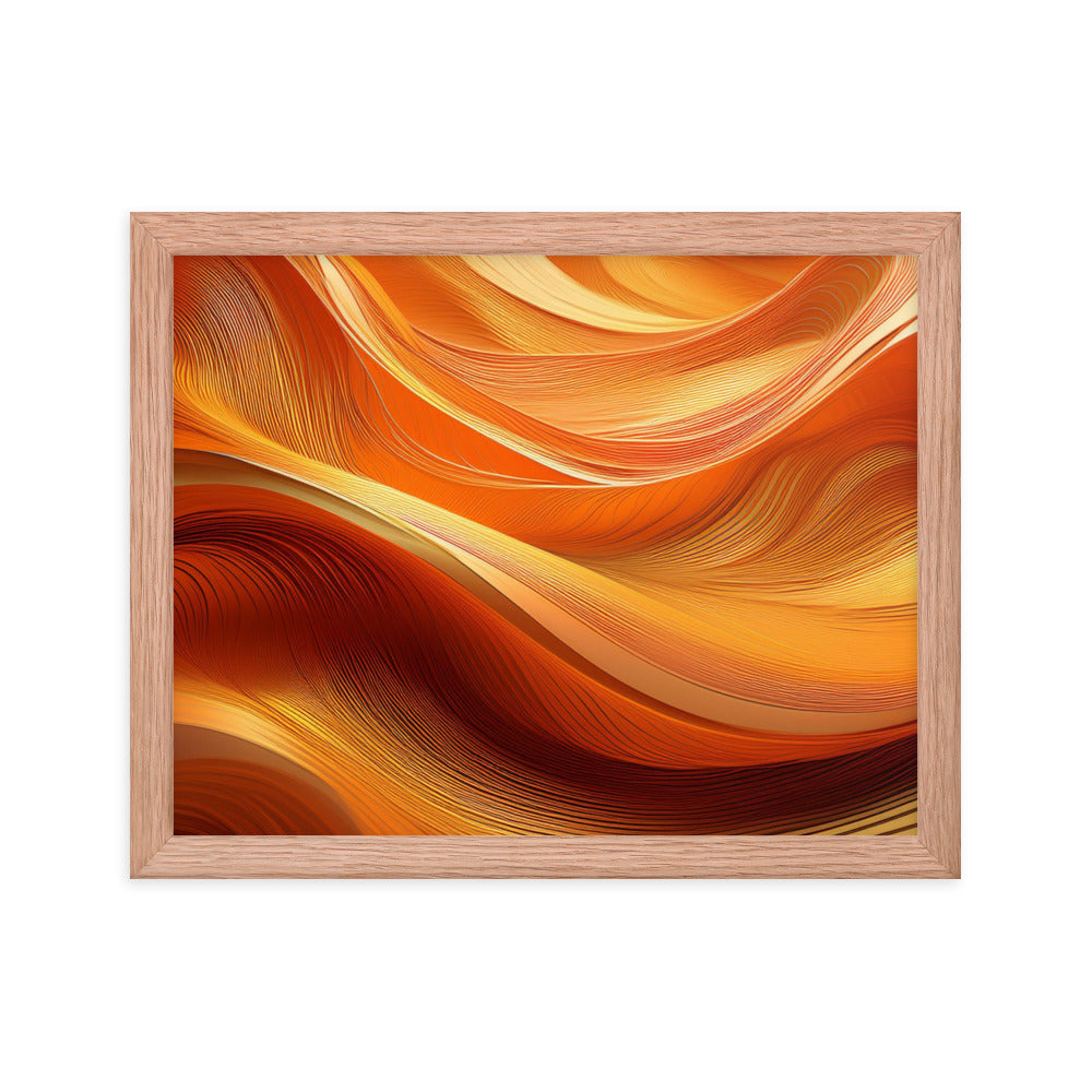 Orange and Gold Waves - Framed poster