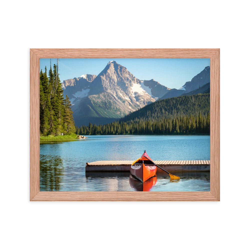 Mountain Lake Canoe - Framed poster