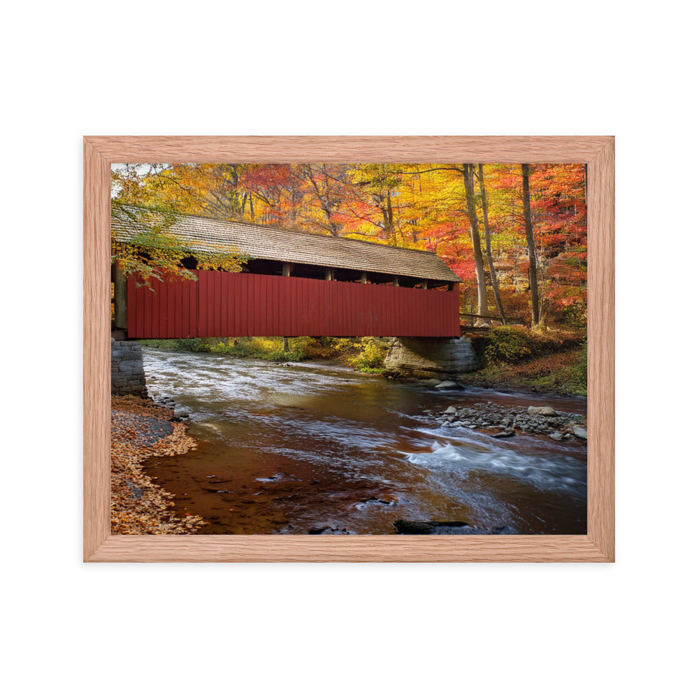 Autumn Covered Bridge - Framed poster