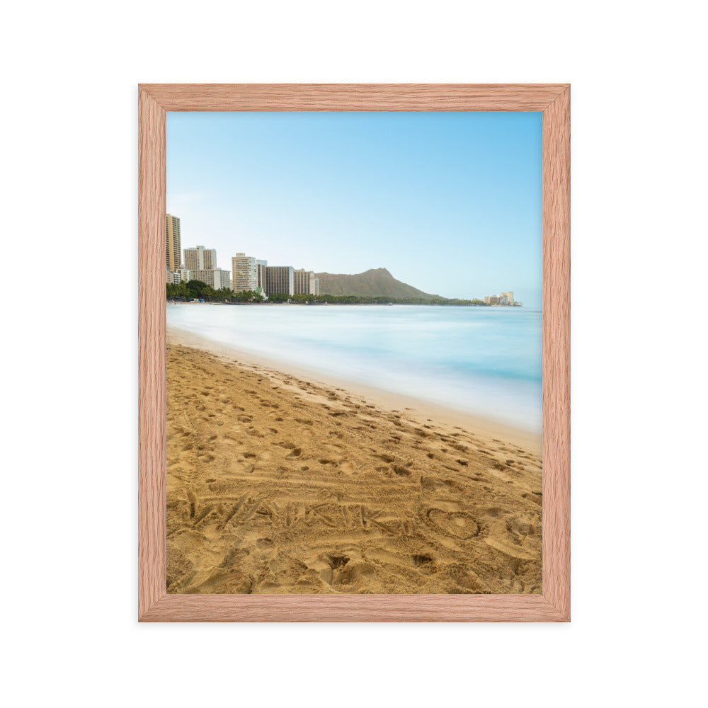 Waikiki Written In the Sand - Framed poster