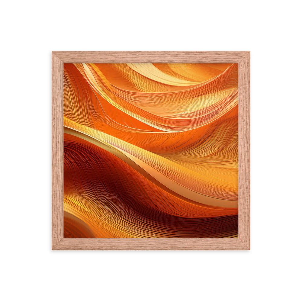 Orange and Gold Waves - Framed poster