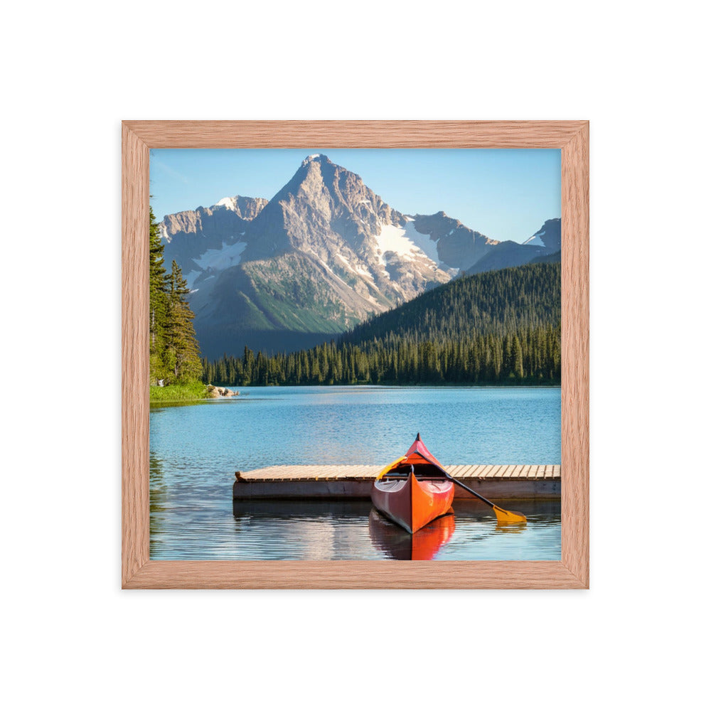 Mountain Lake Canoe - Framed poster