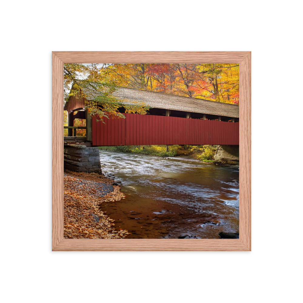 Autumn Covered Bridge - Framed poster