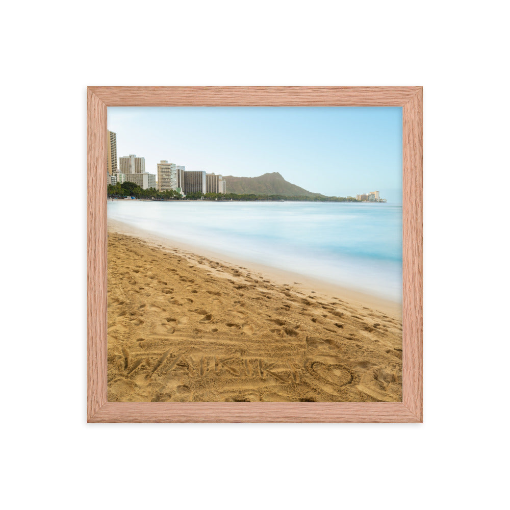 Waikiki Written In the Sand - Framed poster