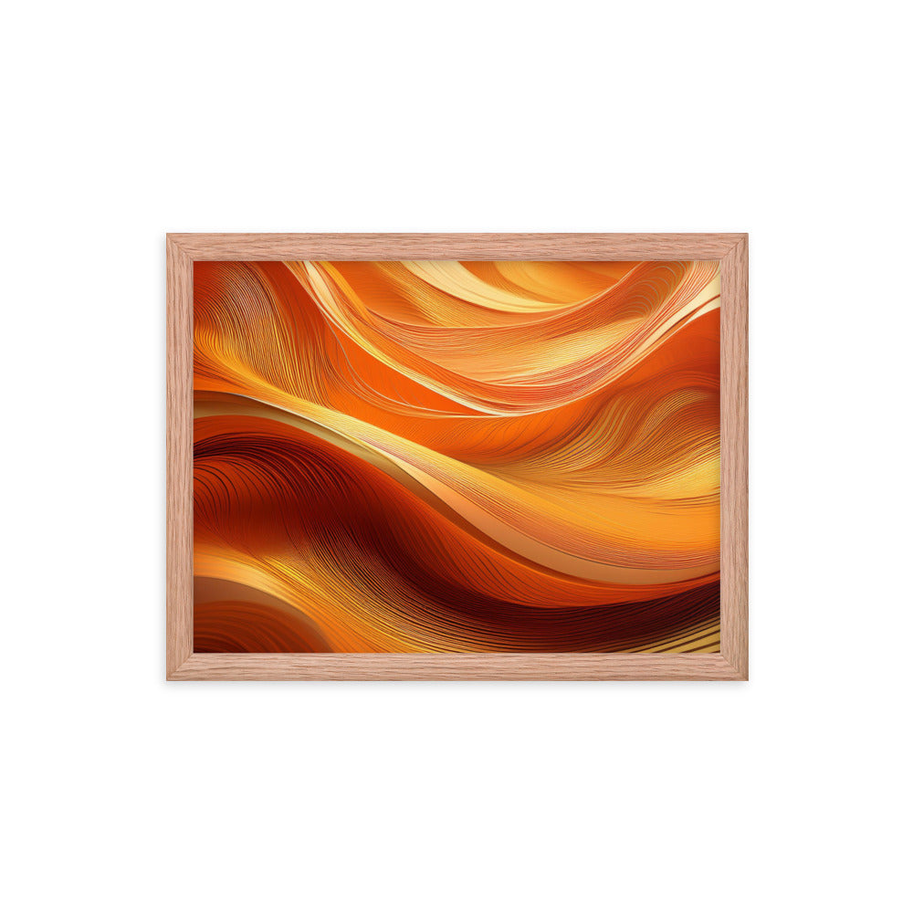 Orange and Gold Waves - Framed poster