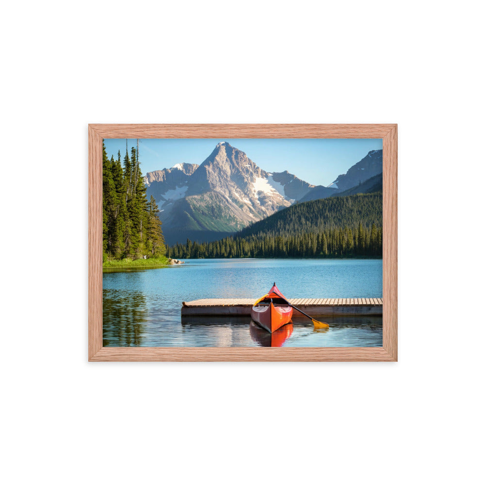 Mountain Lake Canoe - Framed poster