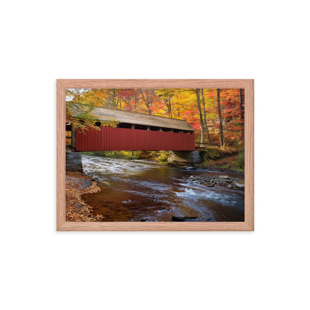 Autumn Covered Bridge - Framed poster