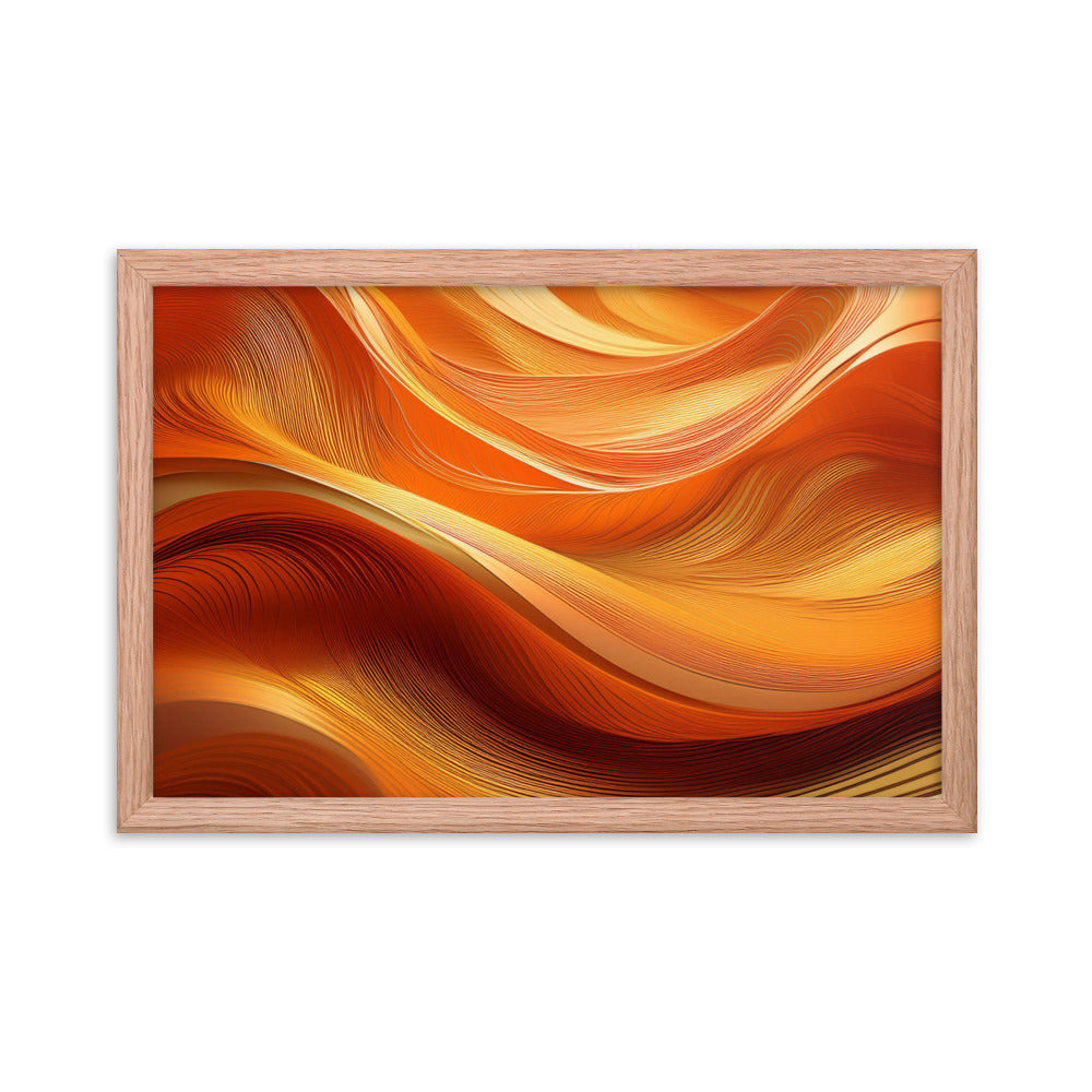 Orange and Gold Waves - Framed poster