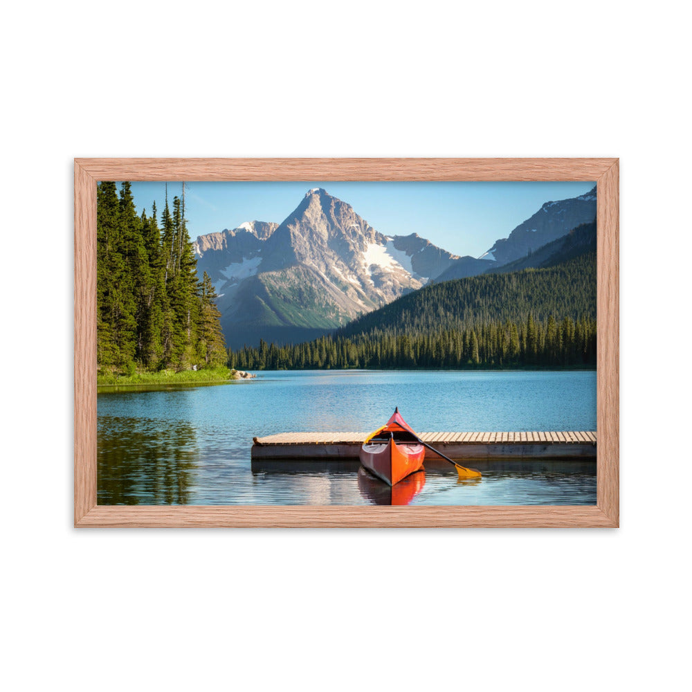 Mountain Lake Canoe - Framed poster