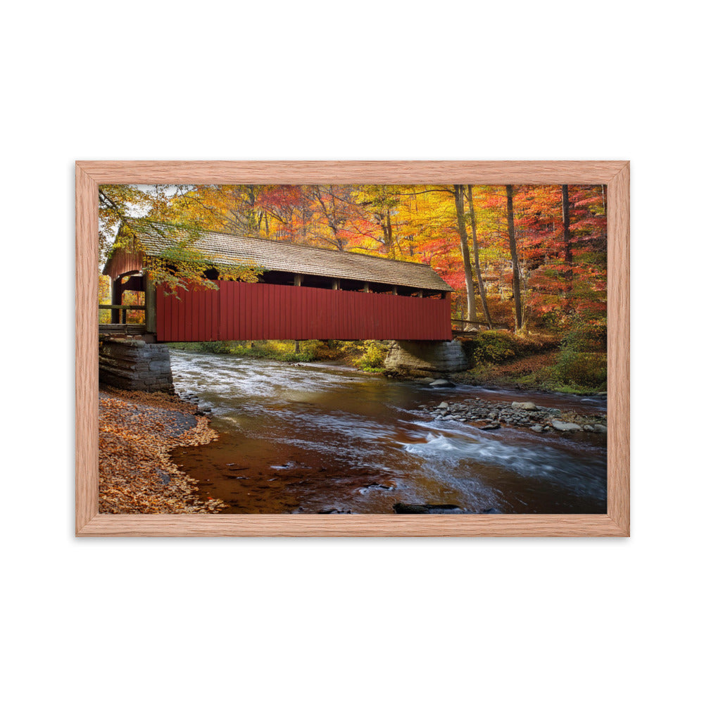 Autumn Covered Bridge - Framed poster