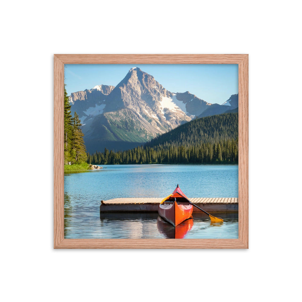 Mountain Lake Canoe - Framed poster