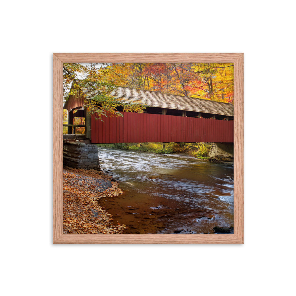 Autumn Covered Bridge - Framed poster