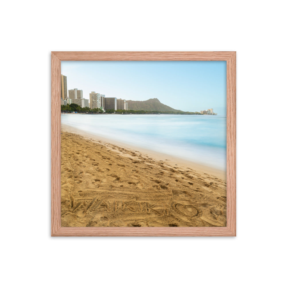 Waikiki Written In the Sand - Framed poster