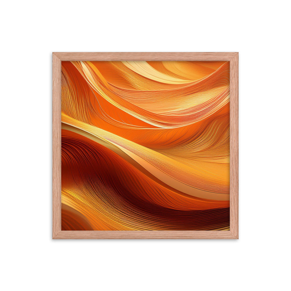 Orange and Gold Waves - Framed poster