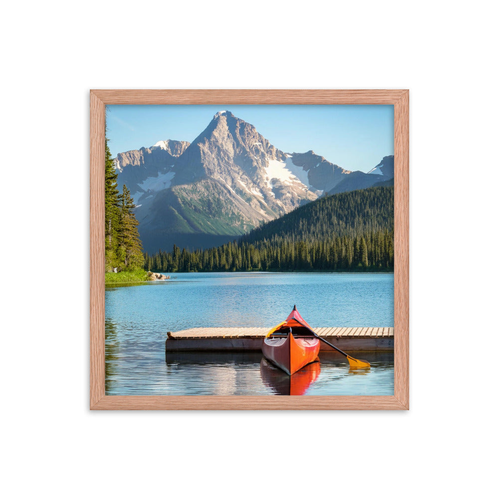 Mountain Lake Canoe - Framed poster