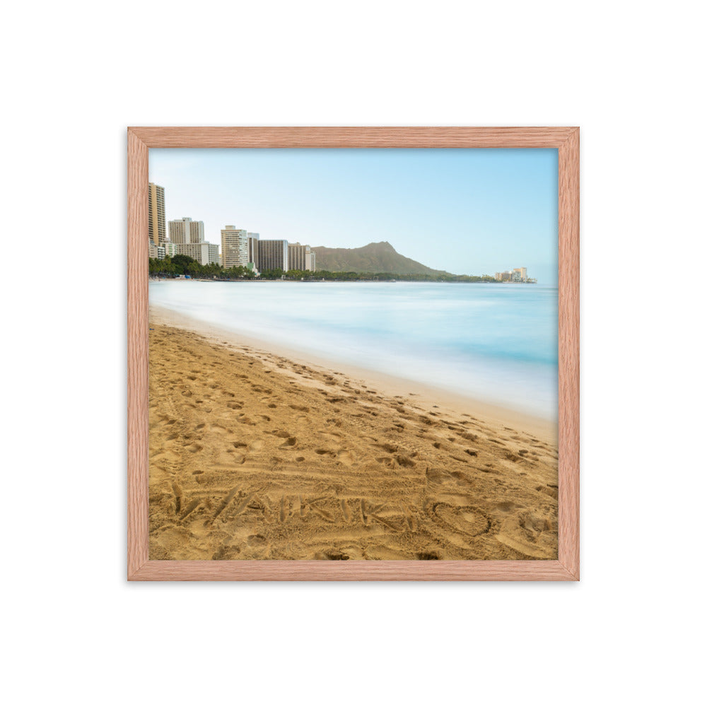 Waikiki Written In the Sand - Framed poster