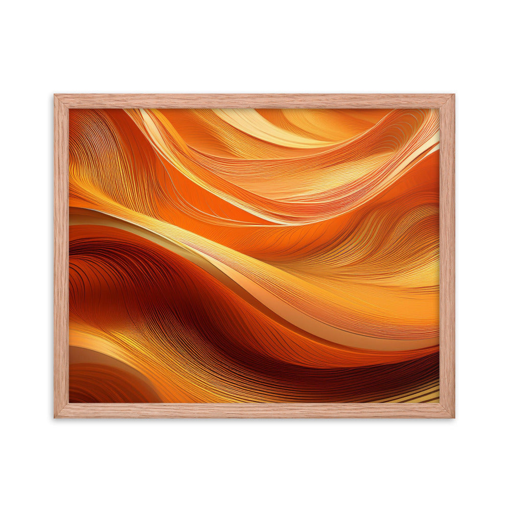 Orange and Gold Waves - Framed poster