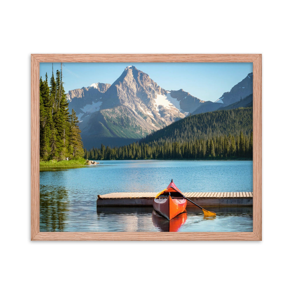 Mountain Lake Canoe - Framed poster