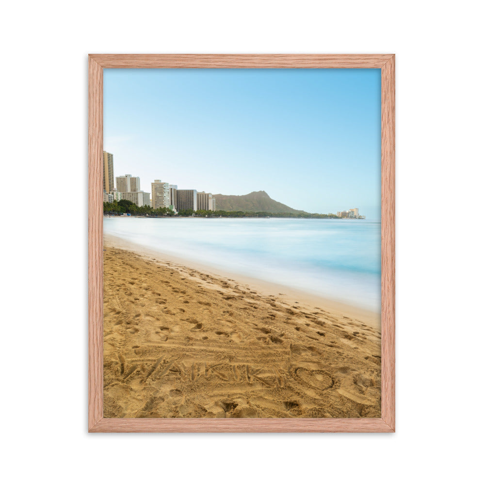 Waikiki Written In the Sand - Framed poster