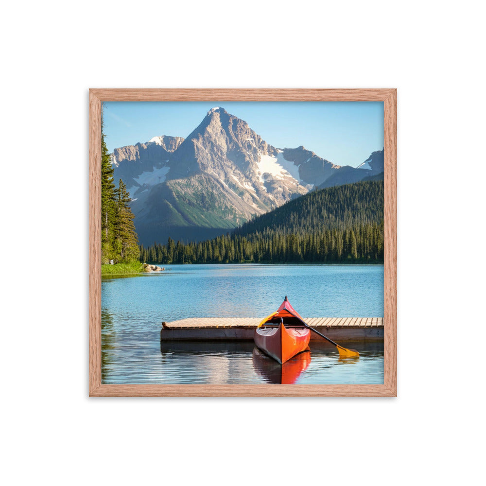 Mountain Lake Canoe - Framed poster