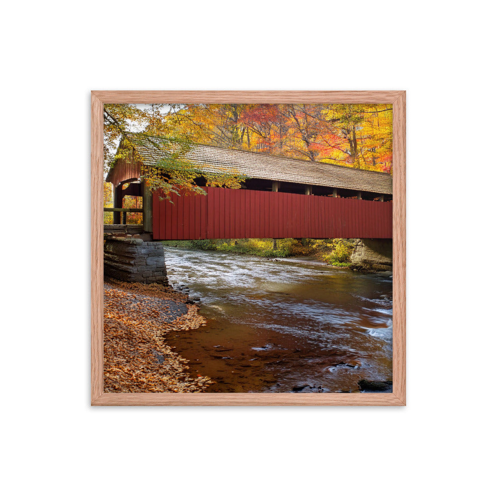 Autumn Covered Bridge - Framed poster