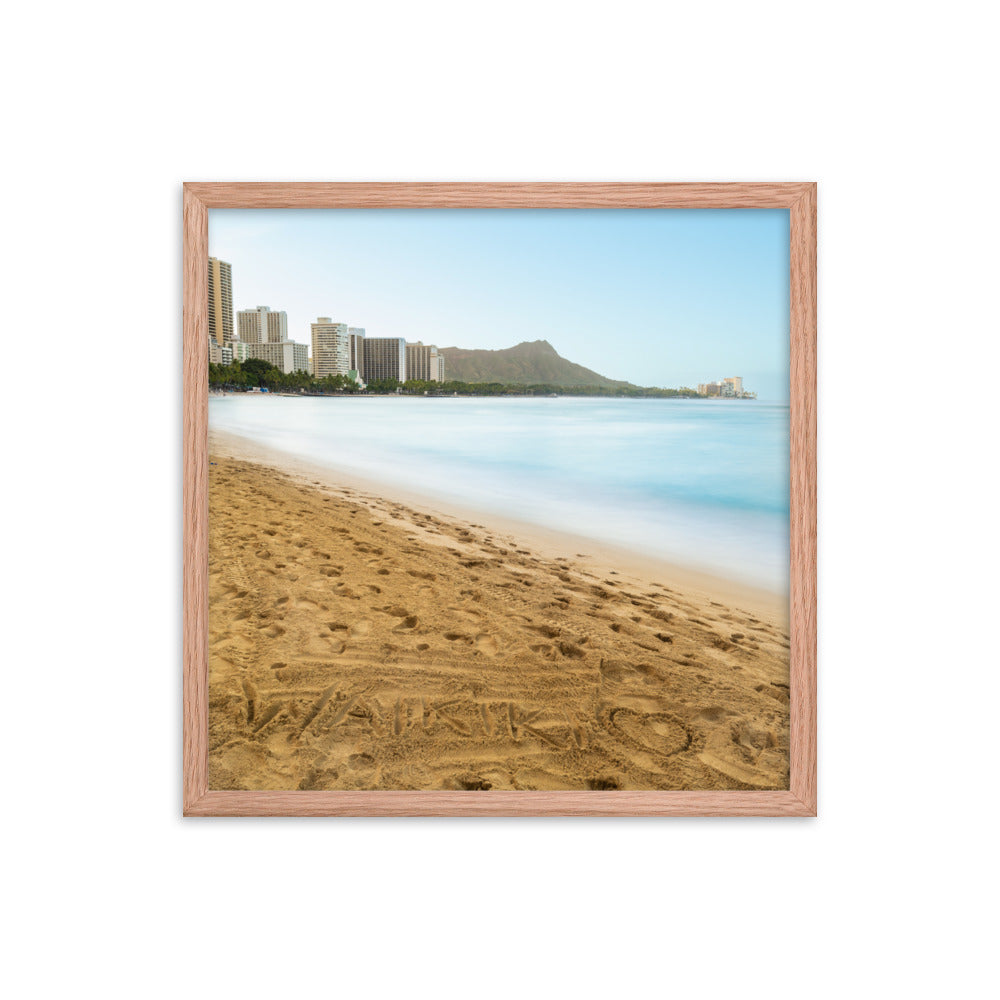 Waikiki Written In the Sand - Framed poster