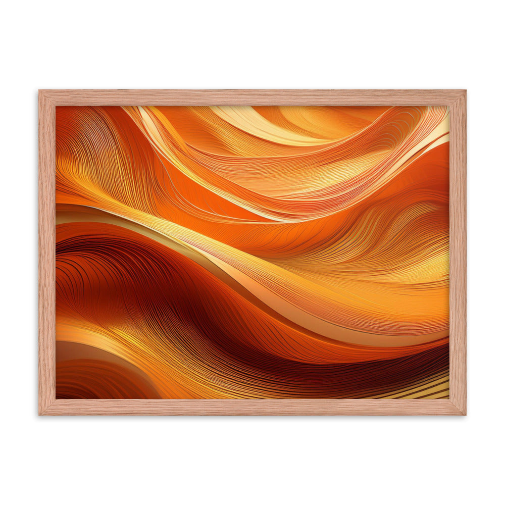 Orange and Gold Waves - Framed poster