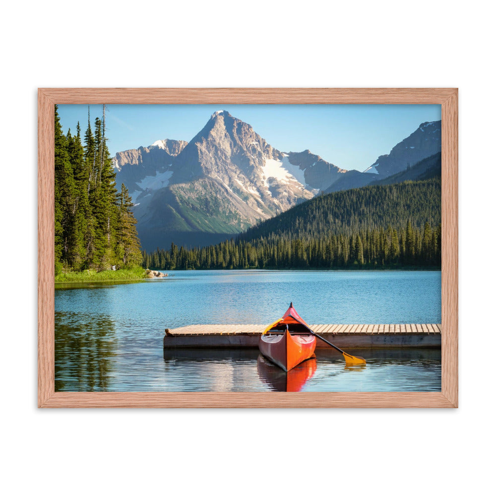 Mountain Lake Canoe - Framed poster