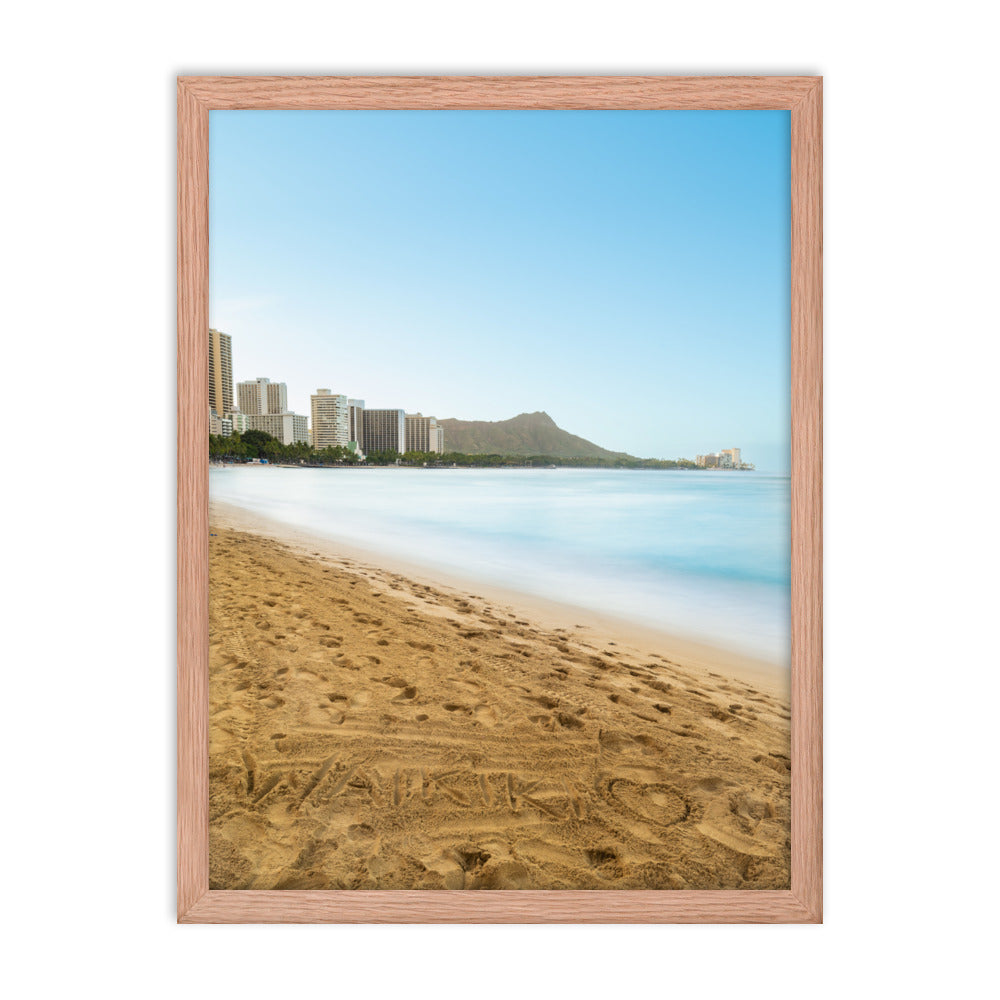 Waikiki Written In the Sand - Framed poster