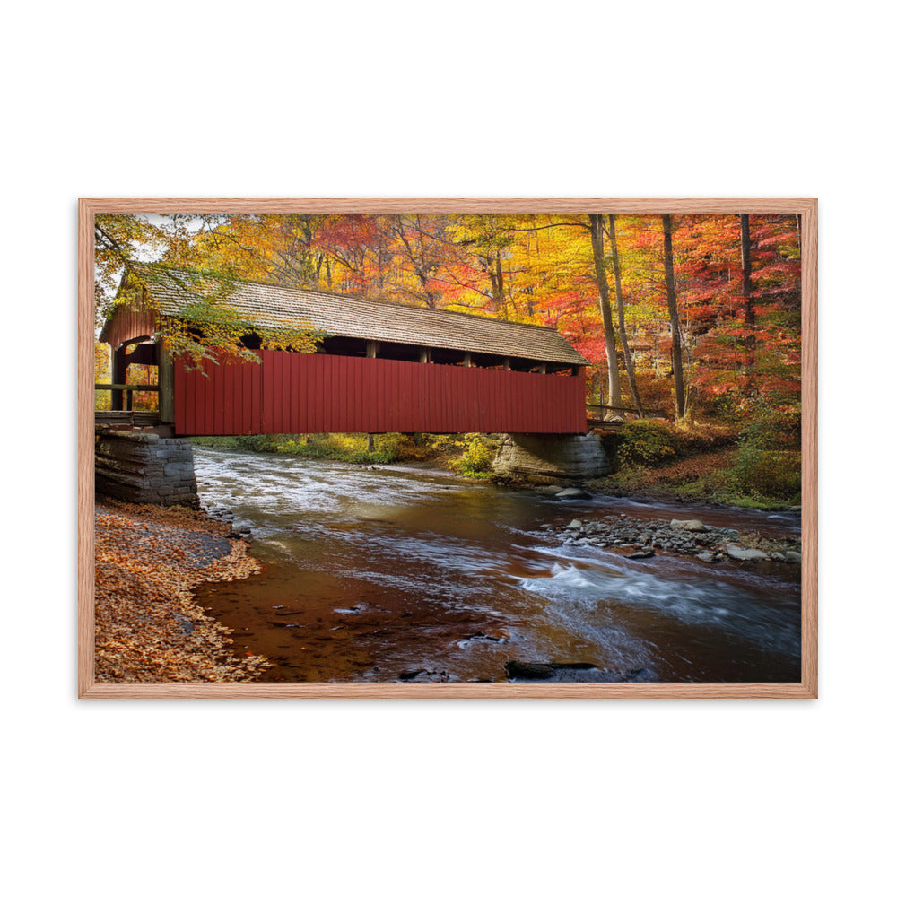 Autumn Covered Bridge - Framed poster