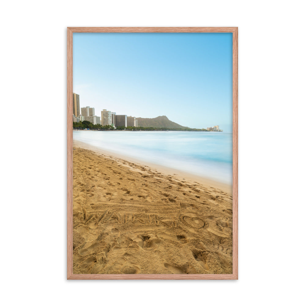 Waikiki Written In the Sand - Framed poster