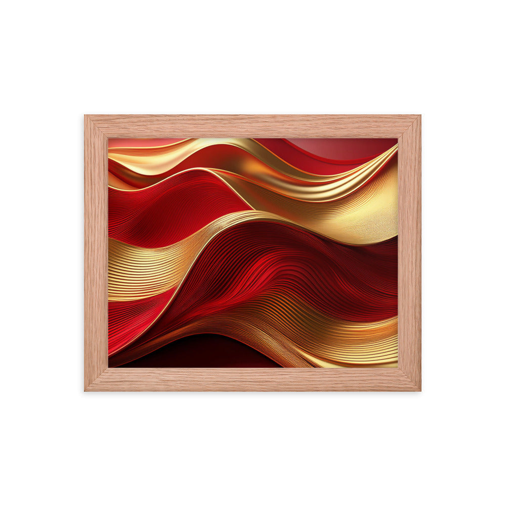 Red and Gold Waves - Framed poster