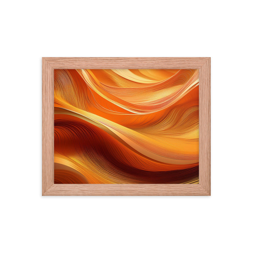 Orange and Gold Waves - Framed poster