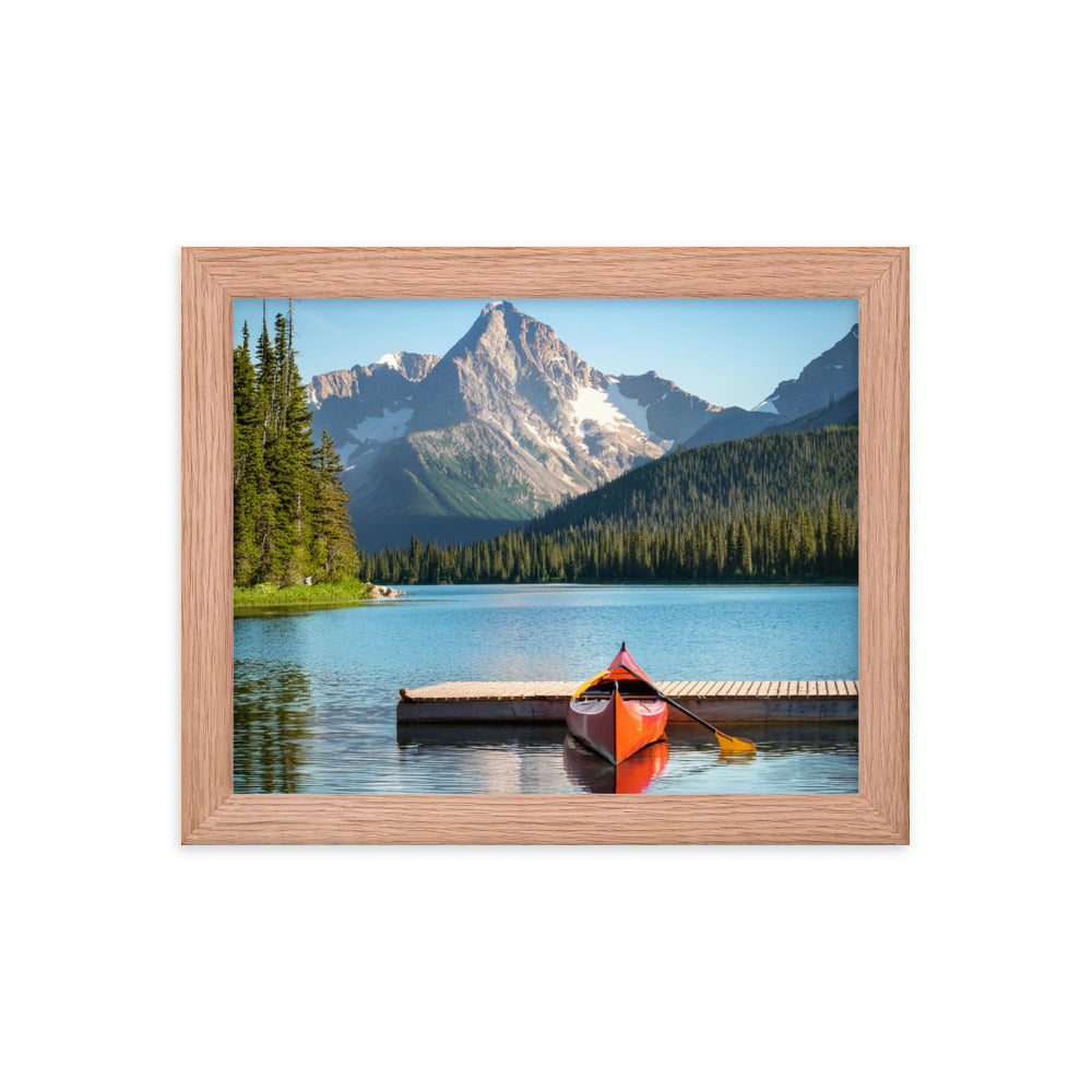 Mountain Lake Canoe - Framed poster