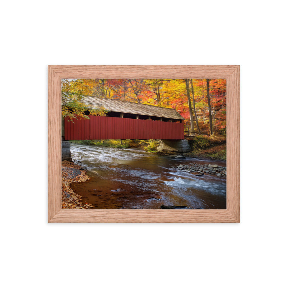 Autumn Covered Bridge - Framed poster