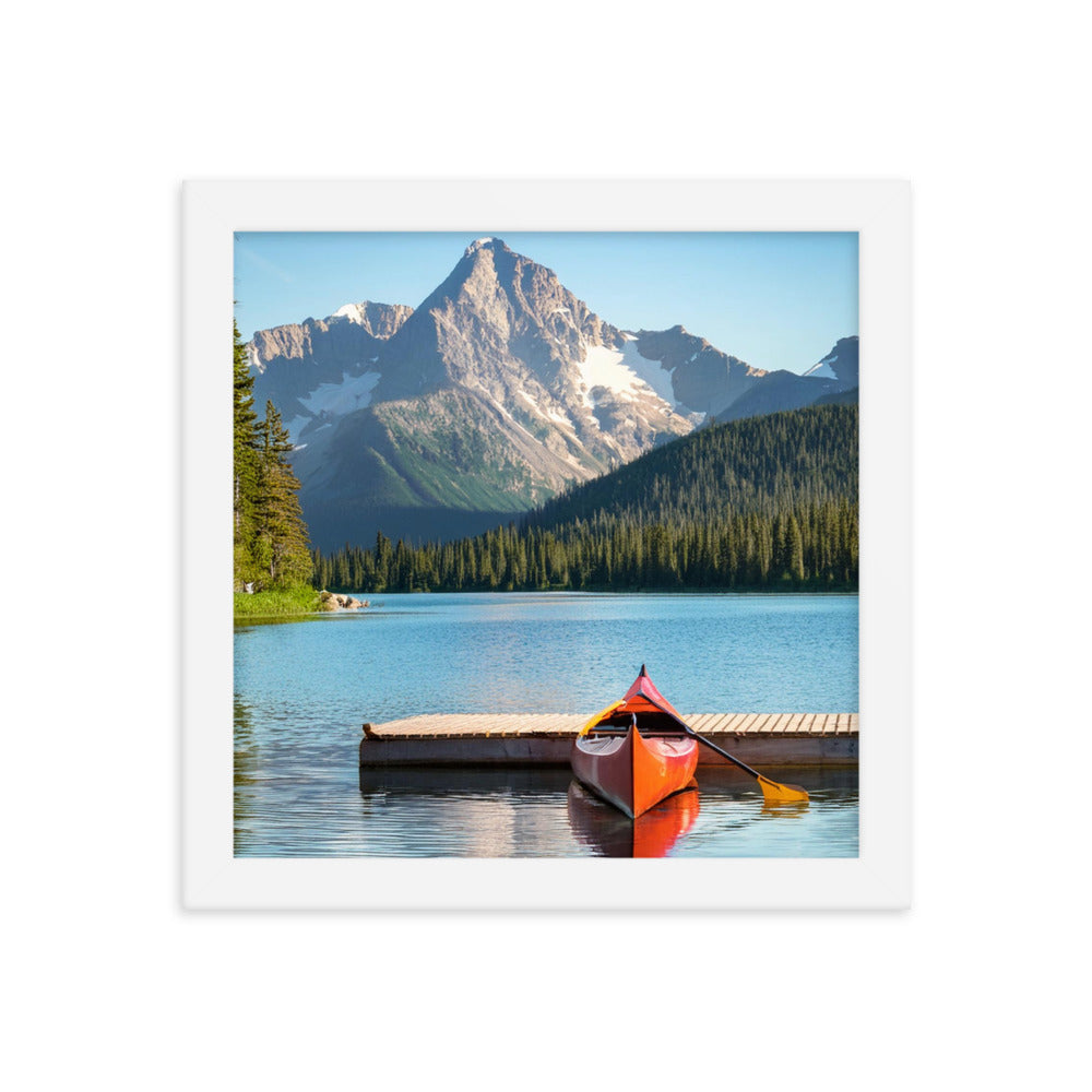 Mountain Lake Canoe - Framed poster