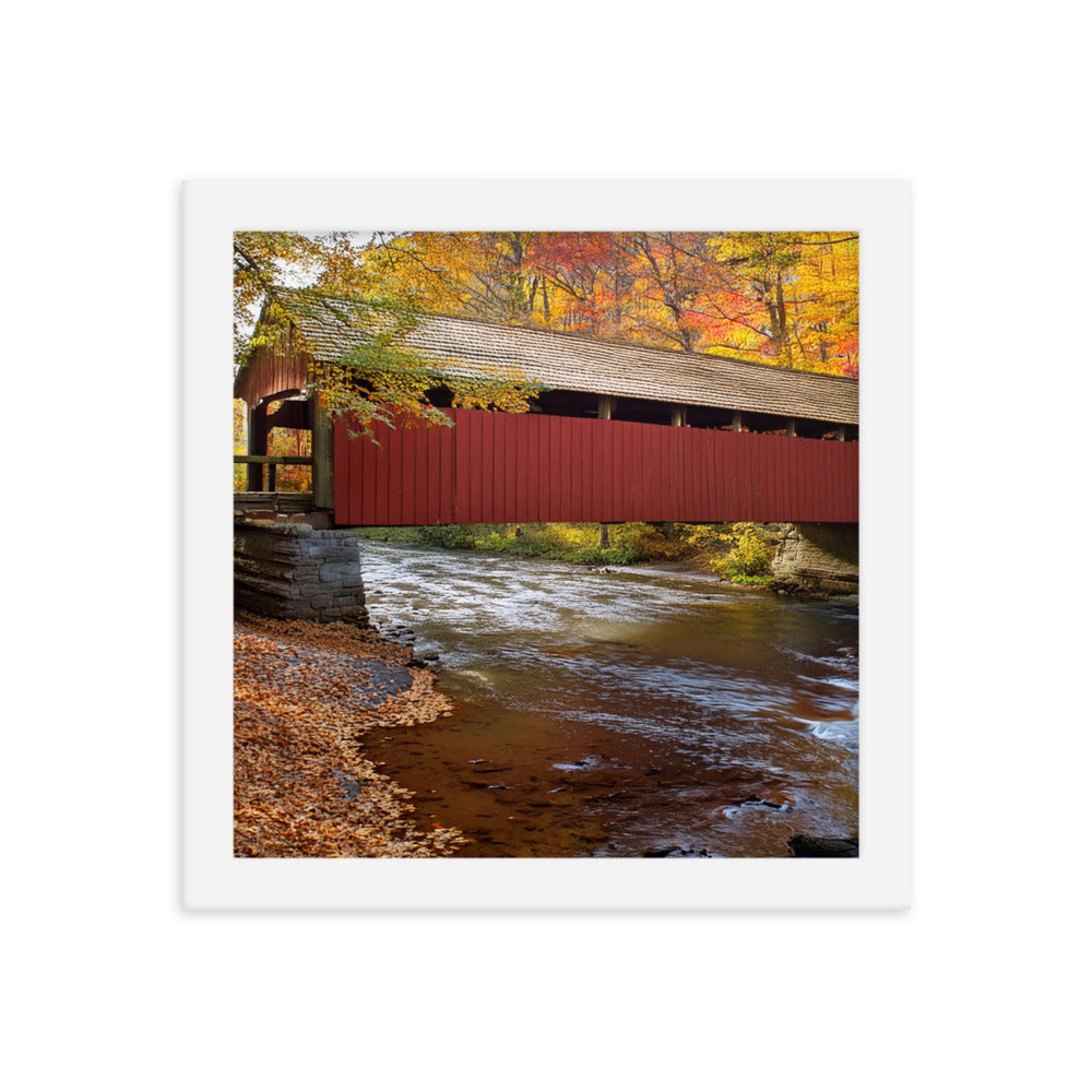 Autumn Covered Bridge - Framed poster