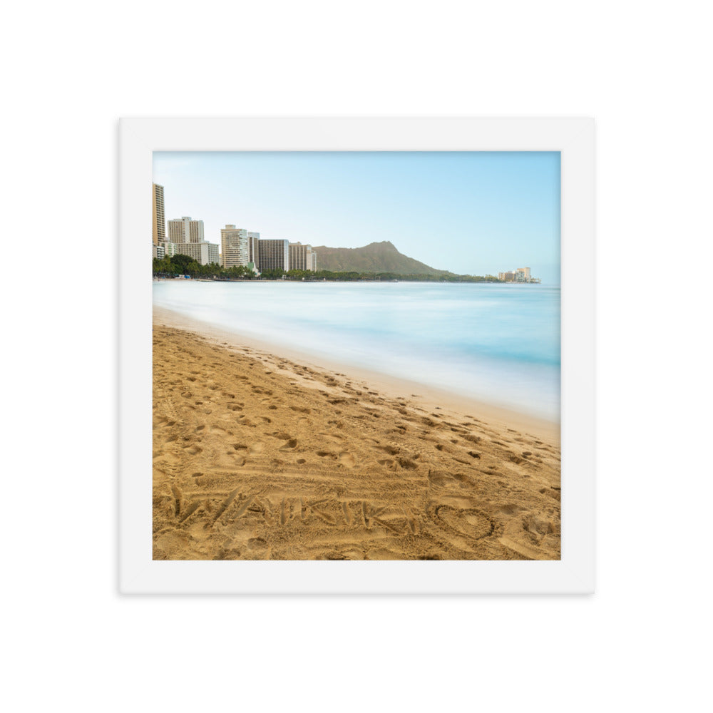 Waikiki Written In the Sand - Framed poster