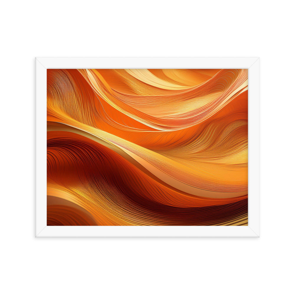 Orange and Gold Waves - Framed poster