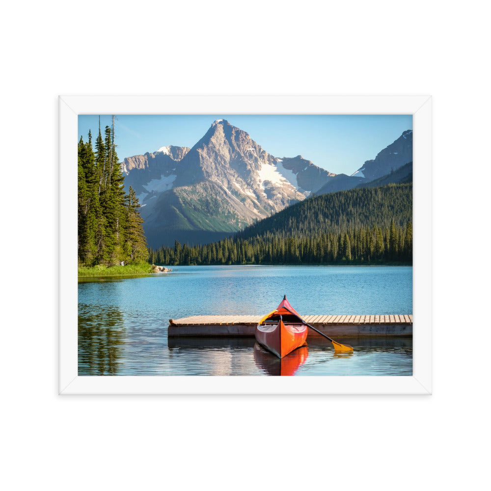 Mountain Lake Canoe - Framed poster