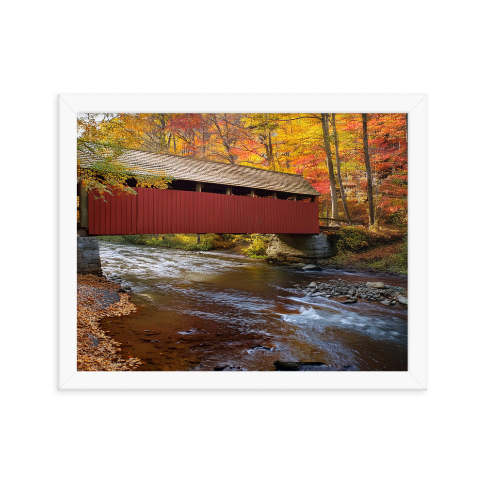 Autumn Covered Bridge - Framed poster