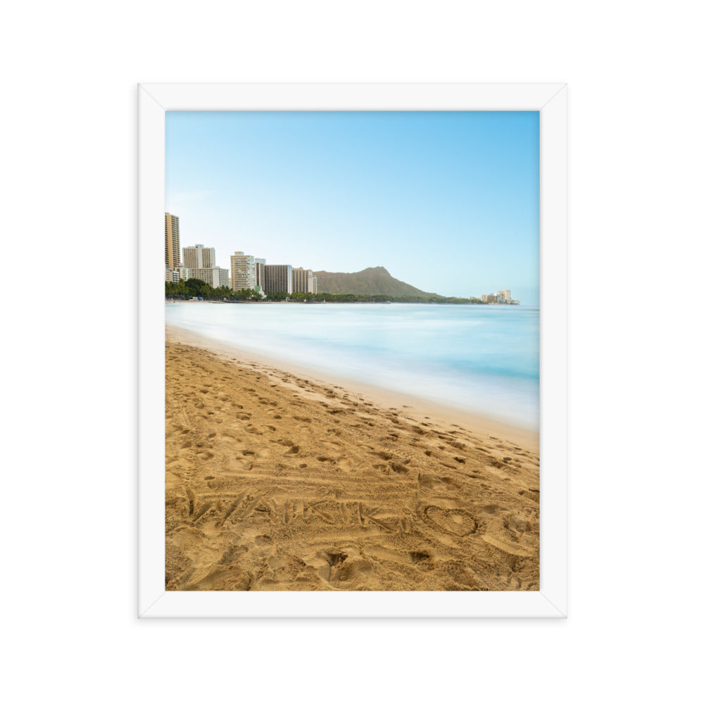 Waikiki Written In the Sand - Framed poster