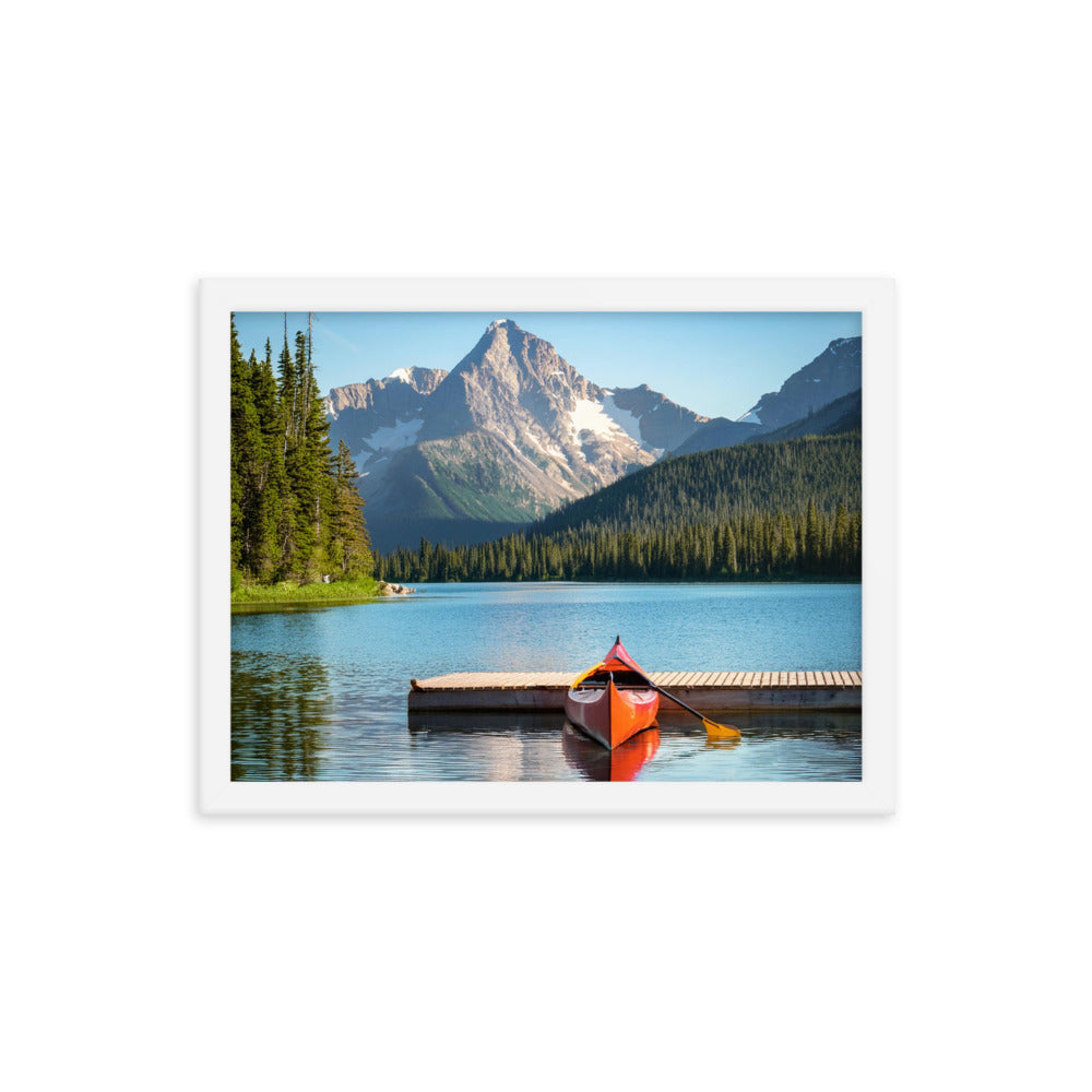 Mountain Lake Canoe - Framed poster