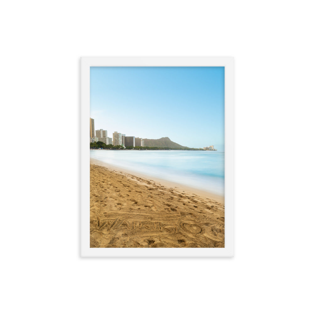 Waikiki Written In the Sand - Framed poster