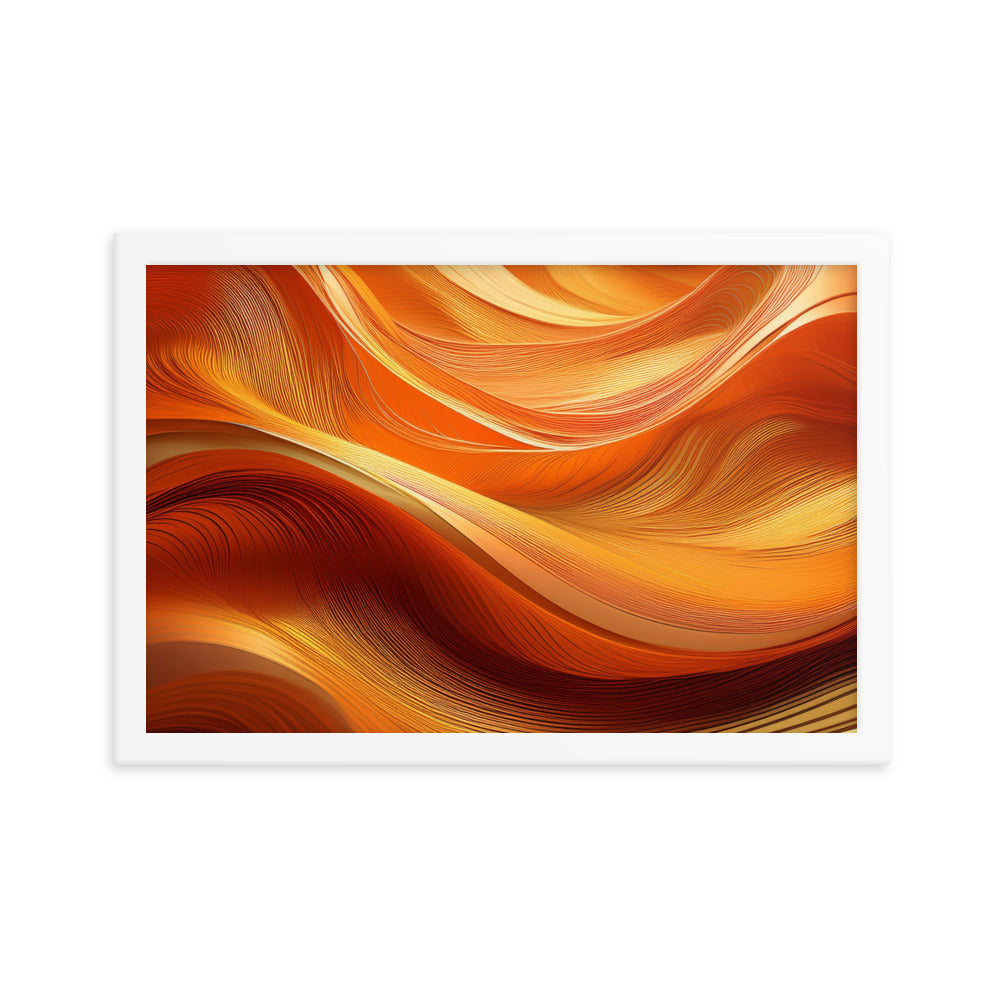 Orange and Gold Waves - Framed poster