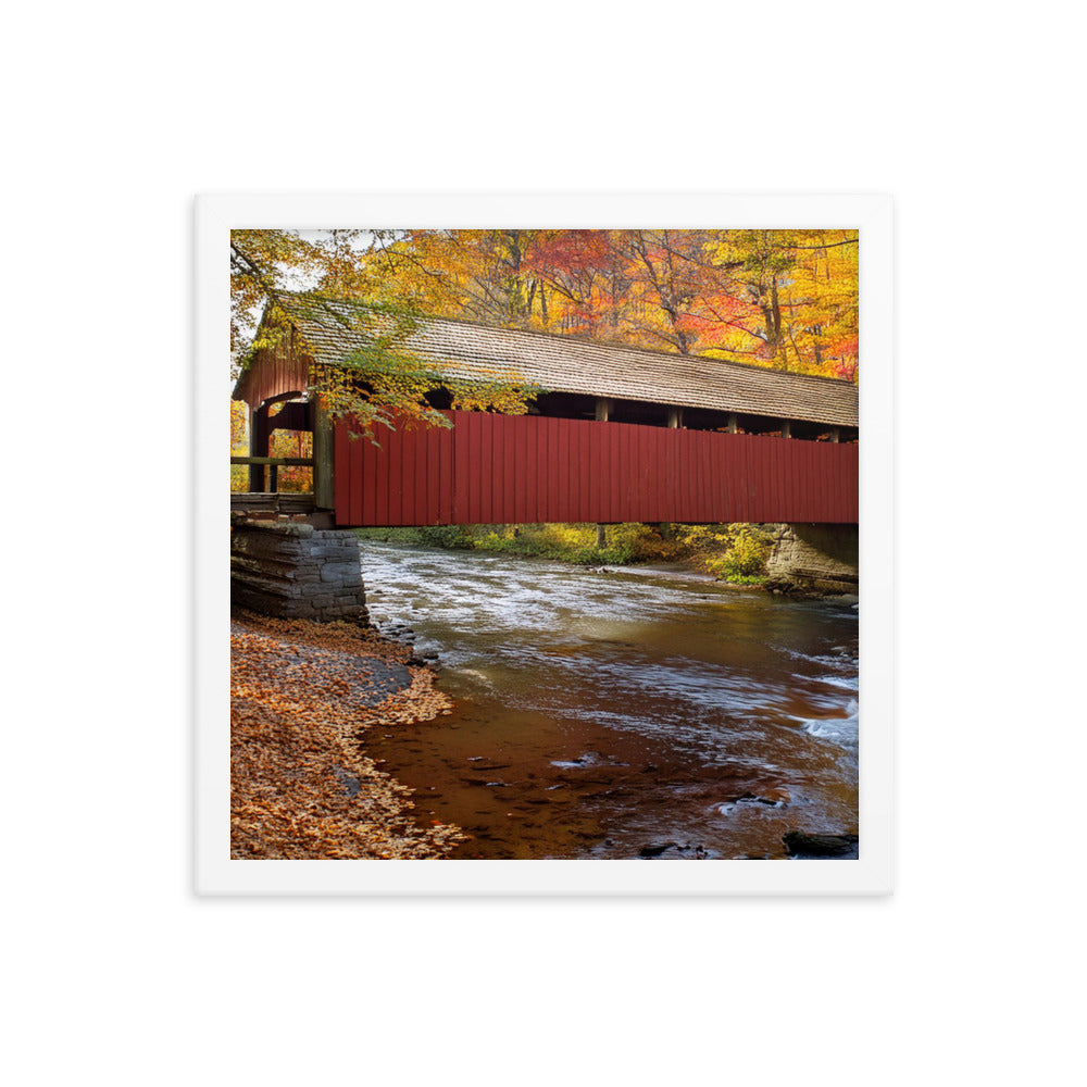 Autumn Covered Bridge - Framed poster