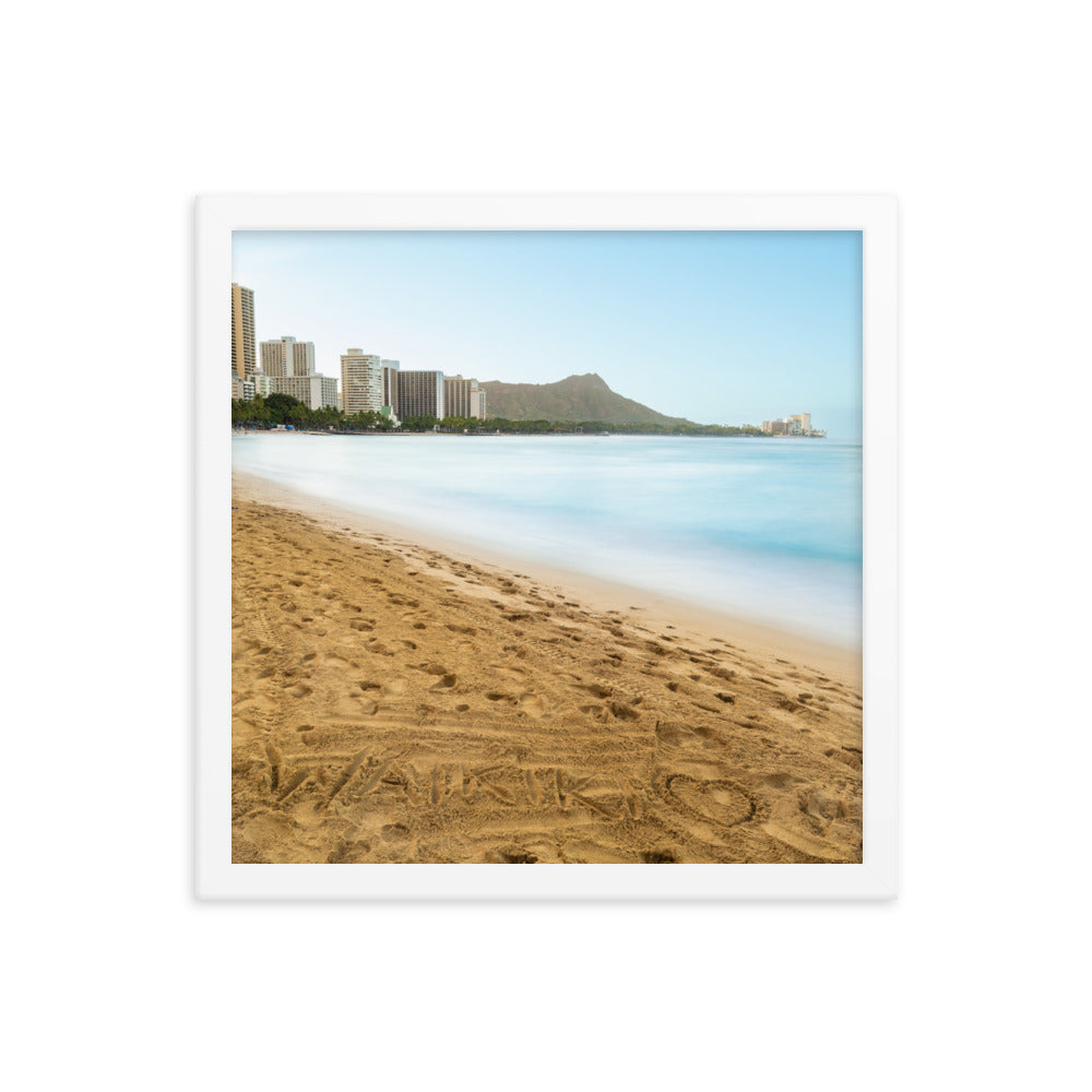 Waikiki Written In the Sand - Framed poster